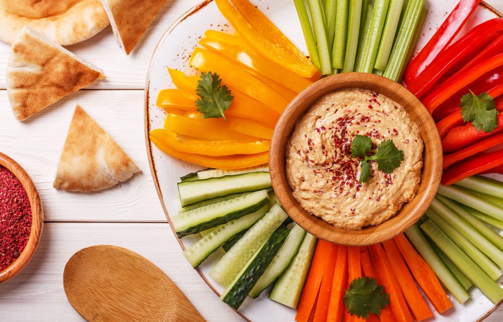 veggie sticks with hummus